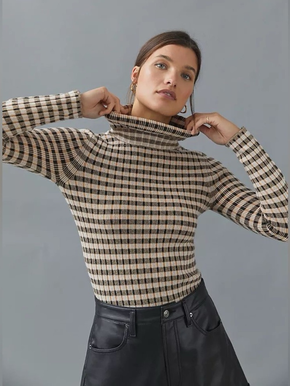 Anthropologie Maeve Button-Sleeve Turtleneck